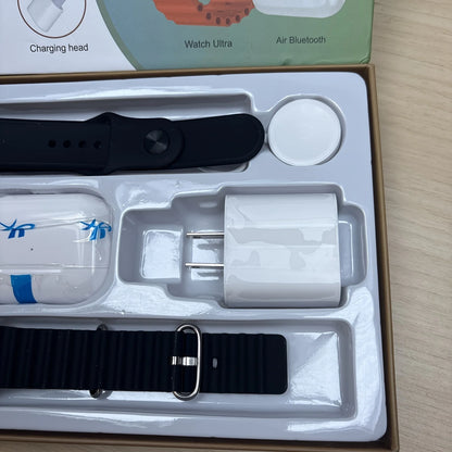 Smart Watch and Earbuds 2 in 1 Set, All in One Smartwatch Bundle with Wireless Earbuds, Charging Cable, Adapter and Extra Strap, Bluetooth Calling Fitness Tracker Smart Watch Compatible with iOS Android, Health Monitoring Wea